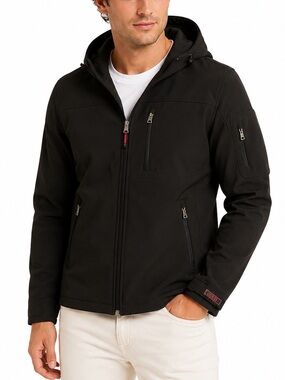 GUESS Men’s Black Hooded Zip Jacket Sz L